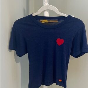 Aviator Nation Navy Tee with Red Heart
